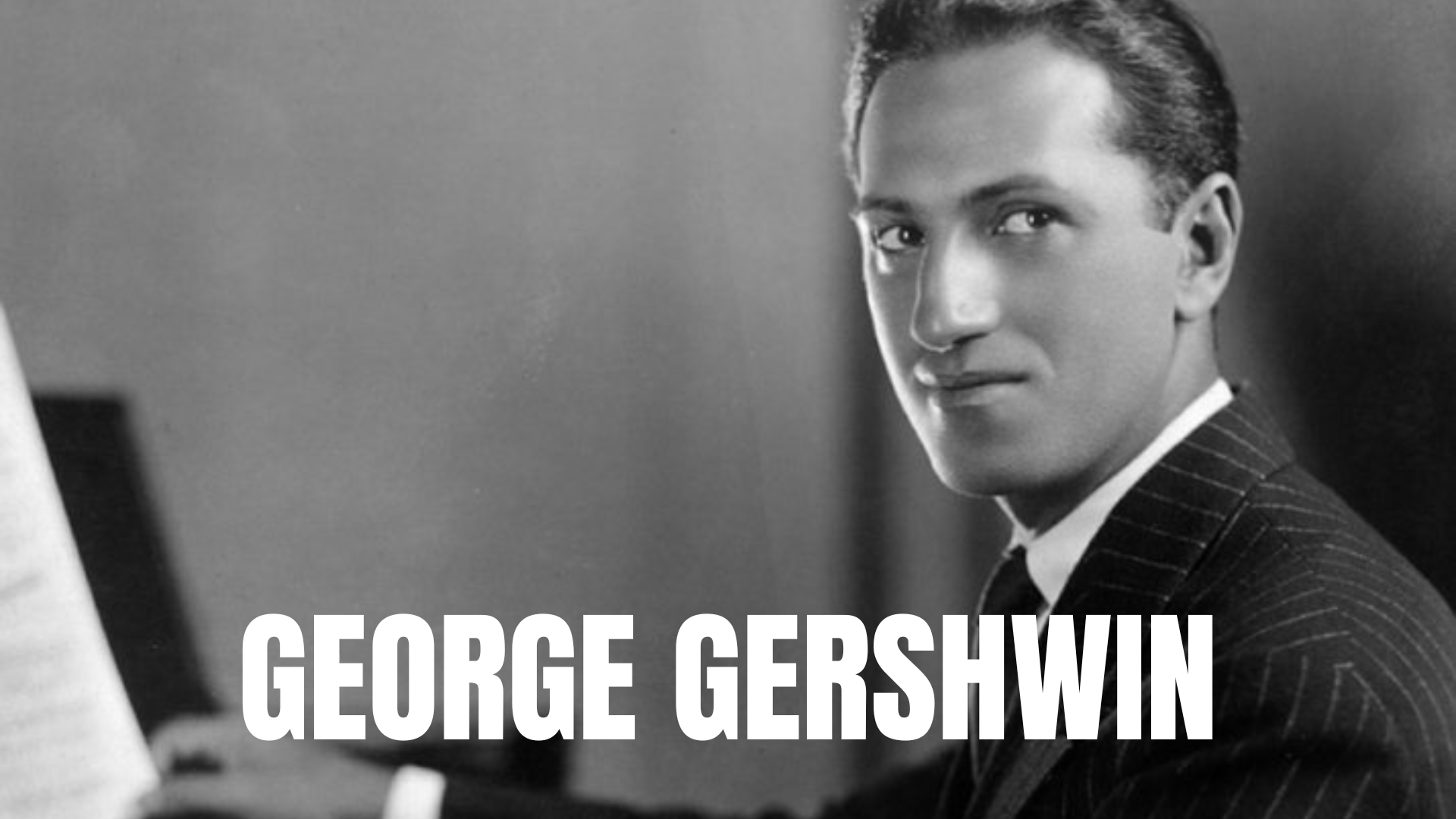 Black and white portrait of George Gershwin.